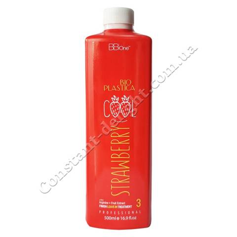 Маска с кератином для выпрямления вьющихся волос (шаг 2) BB One Bioplastica Cool Strawberry Thermo Mask 500 ml