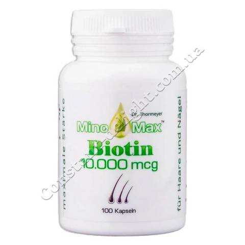 MinoMax Biotin 10 000 mcg Биотин витамины для волос 100 pc