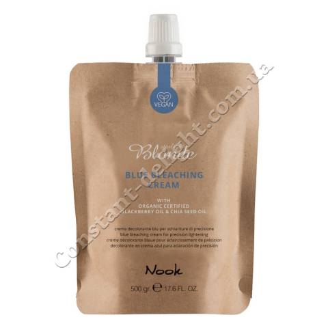 Осветляющий крем для волос до 9-ти уровней (голубой) Nook Blonde Blue Bleaching Cream 500 ml