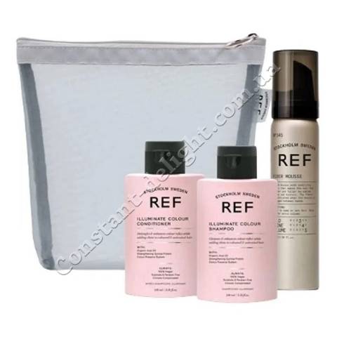 Дорожній набір для фарбованого волосся (шампунь+кондиціонер+мус) REF Trevel Mesh Bag Illuminate Colour 2x100/250 ml