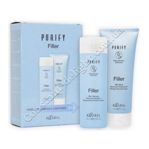 Дорожный набор для поврежденных волос (шампунь + маска) Kaaral Purify Filler Travel Kit 100 ml+75 ml