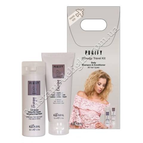 Дорожній набір проти випадання волосся (шампунь + кондиціонер) Kaaral Purify Energy Travel Kit 100 ml