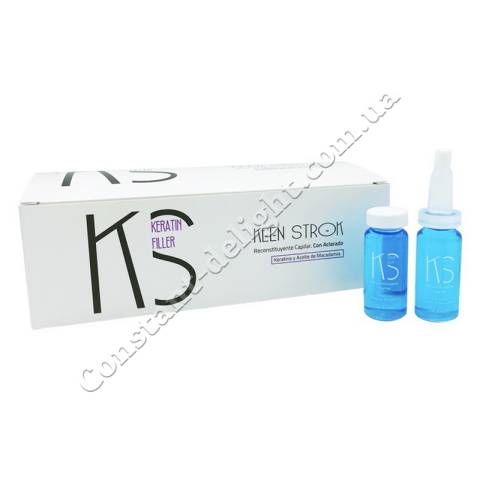 Кератиновый филлер для волос с маслом макадамии в ампулах Keen Strok Keratin Filler 15x15 ml