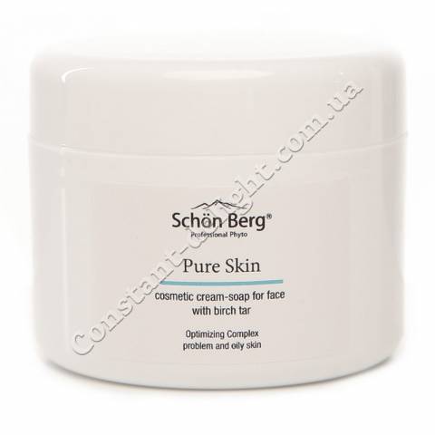 Косметическое крем-мыло для умывания с березовым дегтем Schön Berg Pure Skin Cream-Soap for Face with Birch Tar 120 ml