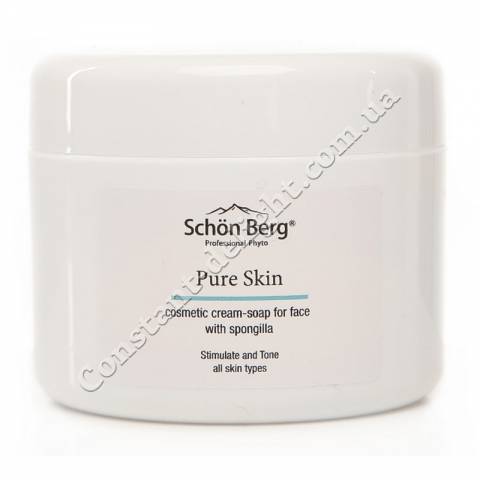 Косметическое крем-мыло для умывания с речной губкой Schön Berg Pure Skin Cream-Soap for Face with Spongilla 120 ml 