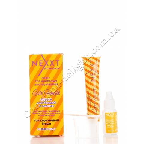 Краска для бровей и ресниц + стимулятор роста набор (коричневая) Nexxt Professional 20 ml+10 ml