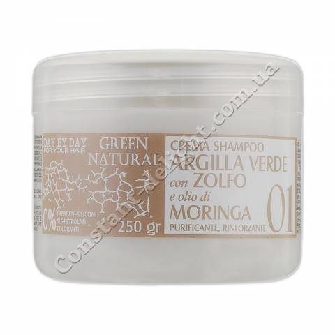 Крем-шампунь з зеленою глиною, цинком і маслом морінгі Alan Jey Crema Shampoo Argilla Verde Con Zolfo E Olio DI Moringa 250 ml