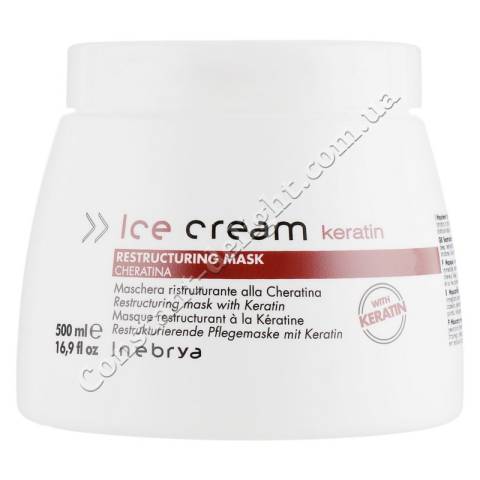Відновлююча маска для волосся з кератином Inebrya Ice Cream Keratin Restructuring Mask 500 ml