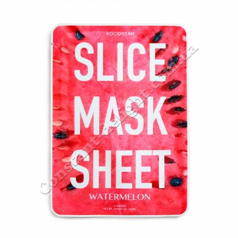 Маска-слайс для обличчя Кавун (2 листа по 6 шт) Kocostar SLICE MASK SHEET (WATERMELON) 2x6 pc