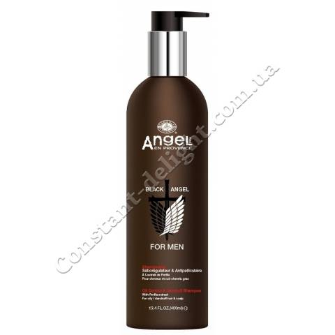 Мужской шампунь против перхоти для жирных волос с экстрактом периллы Angel Professional Black Angel Oil Control and Dandruff Shampoo 400 ml