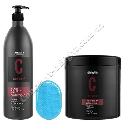 Набір для фарбованого волосся шампунь + маска + щітка для шампунування Mirella Professional C Colore Kit 2x1000 ml