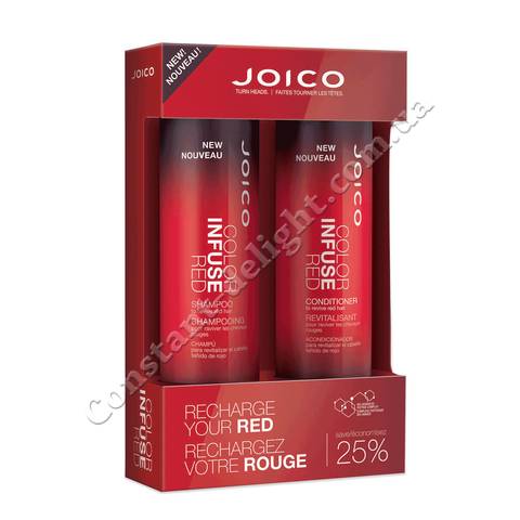 Набор для волос (шампунь + кондиционер оттеночный, красный) Joico CI Red Gift Pack 2x300 ml