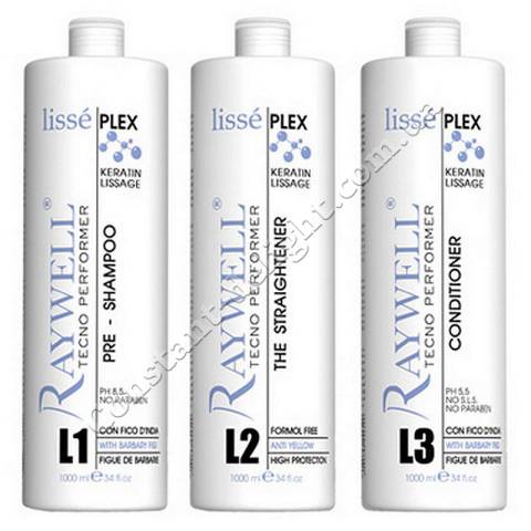 Набір для випрямлення волосся Raywell Lisse Plex KERATIN LISSAGE Kit 3x1000 ml