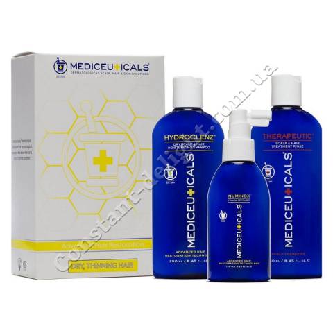 Набор (мужской) для стимулирования роста сухих волос Mediceuticals Hair Restoration Kit Fine 3pc (2х250 ml+125 ml)