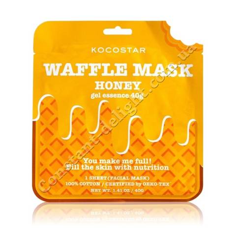 Питательная вафельная маска для лица Медовое Удовольствие (1шт) Kocostar Waffle Mask (Honey) 1 pc