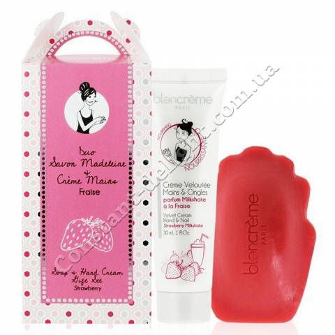 Подарунковий набір для рук мило і крем Полуниця Blancrème Soap + Hand Cream Gift Set Strawberry