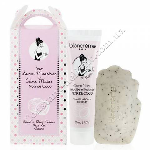 Подарунковий набір для рук мило і крем Кокос Blancrème Soap + Hand Cream Gift Set Coconut