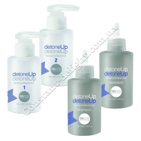 Набір для зняття кольору з волосся BBcos Detone-Up Remover & Shine Kit 4х100 ml