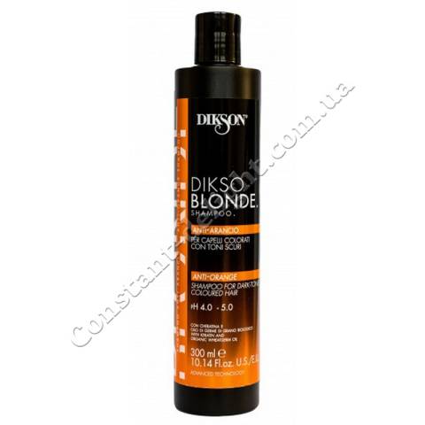 Шампунь-нейтралізатор оранжевого кольору при знебарвленні та освітленні волосся Dikson Dikso Blonde Anti-Arancio Shampoo 300 ml