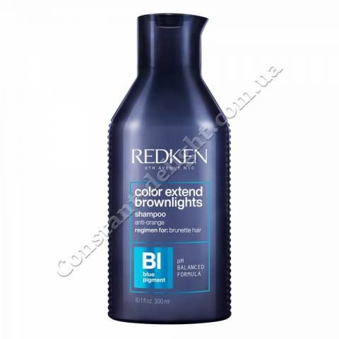 Шампунь для нейтрализации нежелательных тонов натуральных или окрашенных волос оттенков брюнет Redken Color Extend Brownlights Shampoo 300 ml