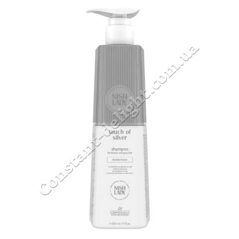 Шампунь для освітленого та сивого волосся з антижовтим ефектом Nishlady Touch of Silver Shampoo 503 ml