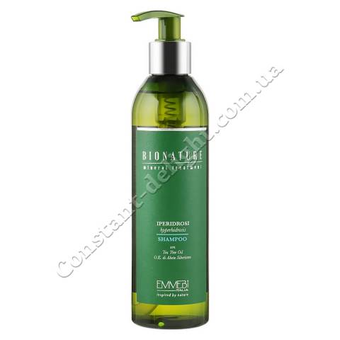 Шампунь для волосся проти гіпергідрозу з олією чайного дерева Emmebi Italia BioNatural Mineral Treatment Hyperhidrosis Shampoo 250 ml