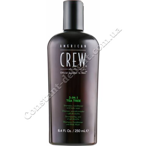 Шампунь по догляду за волоссям і тілом 3-в-1 Чайне дерево American Crew Tea Tree 3-in-1 Shampoo, Conditioner and Body Wash 250 ml