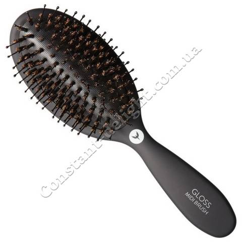 Щітка з подвійними щетинками для догляду за волоссям HH Simonsen Gloss Brush Midi Black