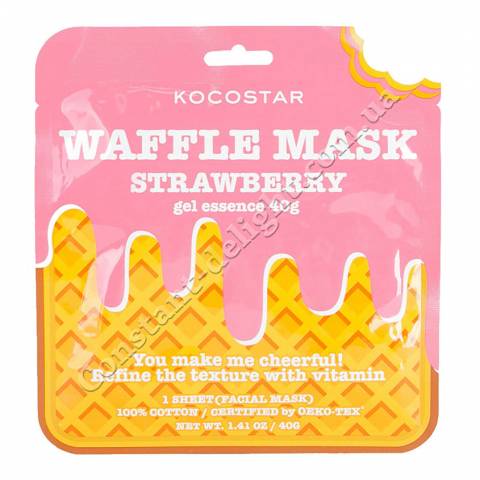 Тонізуюча вафельная маска для обличчя Полуничний Фреш (1 шт) Kocostar Waffle Mask (Strawberry) 1 pc