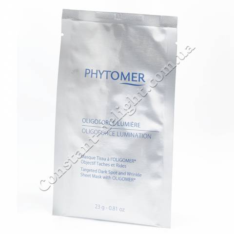 Восстанавливающая осветляющая тканевая маска для лица против морщин (1 шт) Phytomer Oligoforce Lumination Targeted Dark Spot and Wrinkle Sheet Mask 1 pc