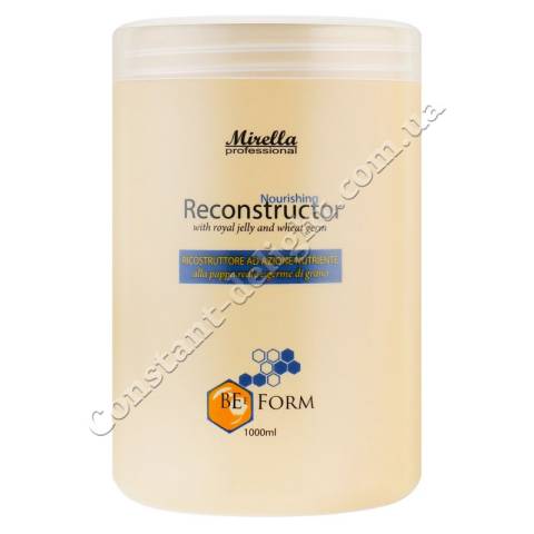 Восстанавливающий крем-кондиционер для волос с маточным молочком и пшеничными протеинами Mirella Professional Bee Form Nourishing Reconstructor 1000 ml
