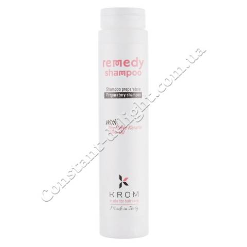 Восстанавливающий шампунь для волос с растительным кератином и маслом оливы Krom Remedy Shampoo 250 ml