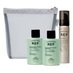 Дорожній набір для об'єму волосся (шампунь+кондиціонер+мус) REF Trevel Mesh Bag Weightless Volume 2x100/250 ml