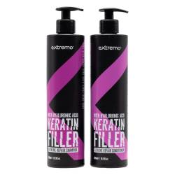 Набор для восстановления волос с кератином и гиалуроновой кислотой (шампунь+кондиционер) Extremo Botox Keratin Repair Kit 2x500 ml