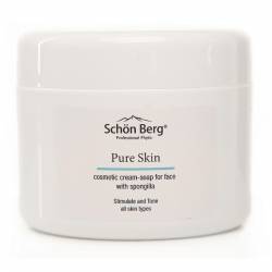 Косметическое крем-мыло для умывания с речной губкой Schön Berg Pure Skin Cream-Soap for Face with Spongilla 120 ml 