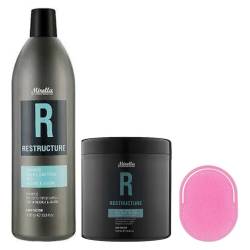 Набор для восстановления всех типов волос шампунь + маска + щетка для шампунирования Mirella Professional R Restructure Kit 2x1000 ml