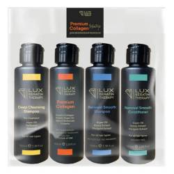 Набір для випрямлення нормального та злегка кучерявого волосся Lux Keratin Therapy Premium Collagen Kit 4x100 ml