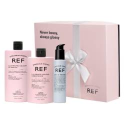 Подарунковий набір для блиску фарбованого волосся (шампунь+кондиціонер+сироватка) REF Holiday Box Illuminate Colour 285/245/125 ml