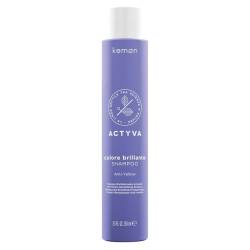 Шампунь для волос с фиолетовым пигментом для холодного блонда Kemon Actyva Colore Brillante Anti-Yellow Shampoo 250 ml